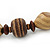 Chunky Wood Bead Geometric Leather Style Cord Necklace - 90cm Length - view 3