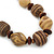 Chunky Wood Bead Geometric Leather Style Cord Necklace - 90cm Length - view 4