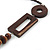 Chunky Wood Bead Geometric Leather Style Cord Necklace - 90cm Length - view 5
