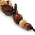 Brown/ Sandy Wood 'Button' Cluster Cotton Cord Necklace - 70cm Length - view 4