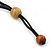 Brown/ Sandy Wood 'Button' Cluster Cotton Cord Necklace - 70cm Length - view 5