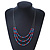 3 Strand, Layered Bead Wire Necklace In Silver Tone (Metallic Grey, Metallic Red, Metallic Blue) - 56cm Length - view 6