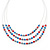 3 Strand, Layered Bead Wire Necklace In Silver Tone (Metallic Grey, Metallic Red, Metallic Blue) - 56cm Length - view 2
