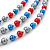 3 Strand, Layered Bead Wire Necklace In Silver Tone (Metallic Grey, Metallic Red, Metallic Blue) - 56cm Length - view 4