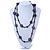 Long Wood, Resin, Glass, Ceramic Bead Necklace (Purple/ Black) - 134cm Length - view 3