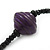 Long Wood, Resin, Glass, Ceramic Bead Necklace (Purple/ Black) - 134cm Length - view 7