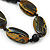 Chunky Black/ Gold Oval Wood Bead Cotton Cord - 84cm Length - view 7