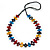 Multicoloured Bone Bead Black Cotton Cord Necklace - 70cm Length - view 6