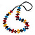 Multicoloured Bone Bead Black Cotton Cord Necklace - 70cm Length - view 2