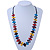 Multicoloured Bone Bead Black Cotton Cord Necklace - 70cm Length