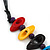 Multicoloured Bone Bead Black Cotton Cord Necklace - 70cm Length - view 4