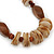 Brown Cocoa Wood & Sand Shell Bead Necklace - 68cm Length - view 6