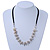Antique White Shell Button & Metal Bead Velour Cord Necklace In Silver Tone - 52cm Length/ 7cm Extension - view 5