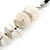 Antique White Shell Button & Metal Bead Velour Cord Necklace In Silver Tone - 52cm Length/ 7cm Extension - view 3