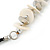 Antique White Shell Button & Metal Bead Velour Cord Necklace In Silver Tone - 52cm Length/ 7cm Extension - view 7