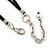 Antique White Shell Button & Metal Bead Velour Cord Necklace In Silver Tone - 52cm Length/ 7cm Extension - view 4