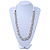 White Simulated Glass Pearl & Transparent Glass Bead Twisted Necklace - 66cm Length - view 6