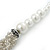 White Simulated Glass Pearl & Transparent Glass Bead Twisted Necklace - 66cm Length - view 4