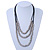 3 Strand Silver Tone Metal Rings Black Waxed Cotton Cord Necklace - 64cm Length - view 2