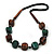 Chunky Brown/Dark Green Wooden Bead Necklace - 80cm Length