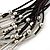 Multistrand, Layered Silver Beads & Bars Black Silk Cord Necklace - 60cm Length - view 4