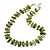 Olive Green Shell Nugget & Small Glass Bead Necklace In Silver Tone - 52cm Length/ 4cm Extension