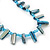 Light Blue Shell Nugget & Small Glass Bead Necklace In Silver Tone - 42cm Length/ 4cm Extension - view 5