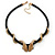 Austrian Crystal 'Double Snake' Black Leather Cord Necklace In Gold Tone Metal - 46cm Length/ 8cm Extension - view 2
