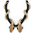 Austrian Crystal 'Double Snake' Black Leather Cord Necklace In Gold Tone Metal - 46cm Length/ 8cm Extension - view 5