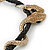 Austrian Crystal 'Double Snake' Black Leather Cord Necklace In Gold Tone Metal - 46cm Length/ 8cm Extension - view 7