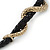 Austrian Crystal 'Double Snake' Black Leather Cord Necklace In Gold Tone Metal - 46cm Length/ 8cm Extension - view 8