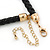 Austrian Crystal 'Double Snake' Black Leather Cord Necklace In Gold Tone Metal - 46cm Length/ 8cm Extension - view 4