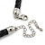Austrian Crystal 'Double Snake' Black Leather Cord Necklace In Rhodium Plating - 46cm Length/ 8cm Extension - view 4