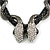 Crystal Double Snake With Black Leather Cord Necklace/46cm Long/ 8cm Ext - view 12
