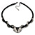 Crystal Double Snake With Black Leather Cord Necklace/46cm Long/ 8cm Ext - view 2