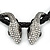 Crystal Double Snake With Black Leather Cord Necklace/46cm Long/ 8cm Ext - view 4