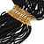 Chunky Black & Gold Glass Bead Bib Necklace In Gold Plating -  52cm Length/ 9cm Extension - view 3