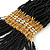 Chunky Black & Gold Glass Bead Bib Necklace In Gold Plating -  52cm Length/ 9cm Extension - view 4