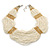 Chunky White & Gold Glass Bead Bib Necklace In Gold Plating - 52cm Length/ 9cm Extension - view 2