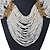 Chunky White & Gold Glass Bead Bib Necklace In Gold Plating - 52cm Length/ 9cm Extension - view 5