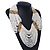 Chunky White & Gold Glass Bead Bib Necklace In Gold Plating - 52cm Length/ 9cm Extension - view 6