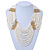 Chunky White & Gold Glass Bead Bib Necklace In Gold Plating - 52cm Length/ 9cm Extension - view 7