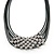 Multistrand Oval Link Black Leather Cord Necklace - 42cm Length/ 6cm Extender - view 3