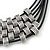 Multistrand Oval Link Black Leather Cord Necklace - 42cm Length/ 6cm Extender - view 4