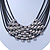 Multistrand Oval Link Black Leather Cord Necklace - 42cm Length/ 6cm Extender - view 6
