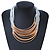 Multistrand Gold Tone Bars White Cotton Cord Necklace - 38cm Length