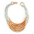 Multistrand Gold Tone Bars White Cotton Cord Necklace - 38cm Length - view 4
