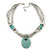 Ethnic Turquoise Stone Snake Chain Necklace In Silver Tone - 44cm Length/ 6cm Extension - view 3