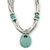 Ethnic Turquoise Stone Snake Chain Necklace In Silver Tone - 44cm Length/ 6cm Extension - view 12