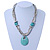 Ethnic Turquoise Stone Snake Chain Necklace In Silver Tone - 44cm Length/ 6cm Extension - view 9
